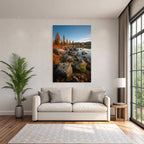 Herbstaussicht Mit Wasser Und Felsen Reflektion Schonheit