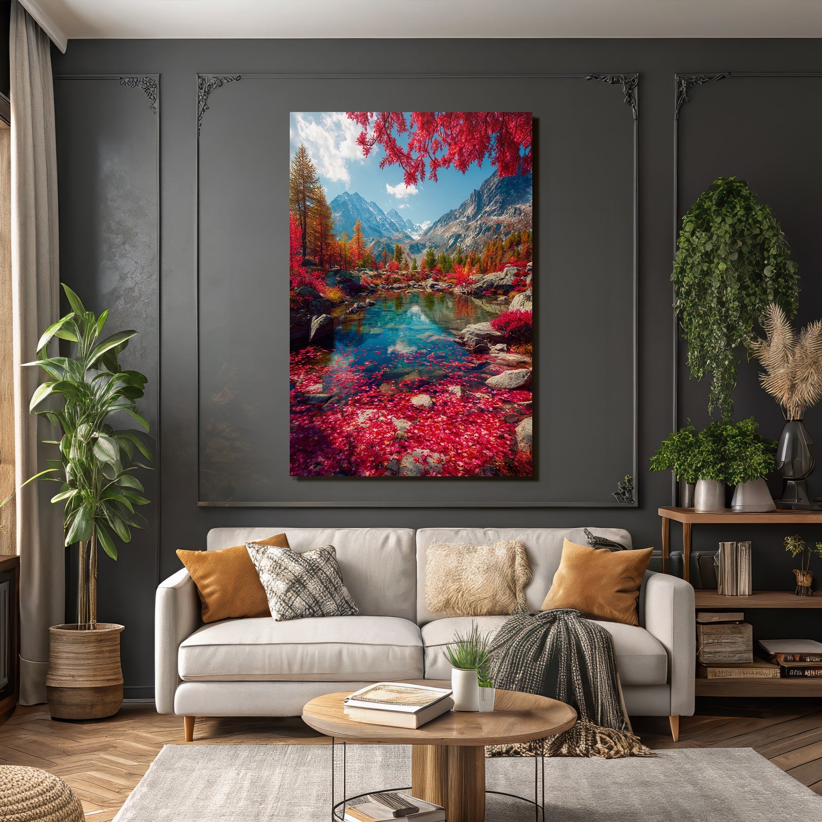 Herbstlandschaft Mit Bergen Und Ruhigem Wasser Reflektion Im Wasser