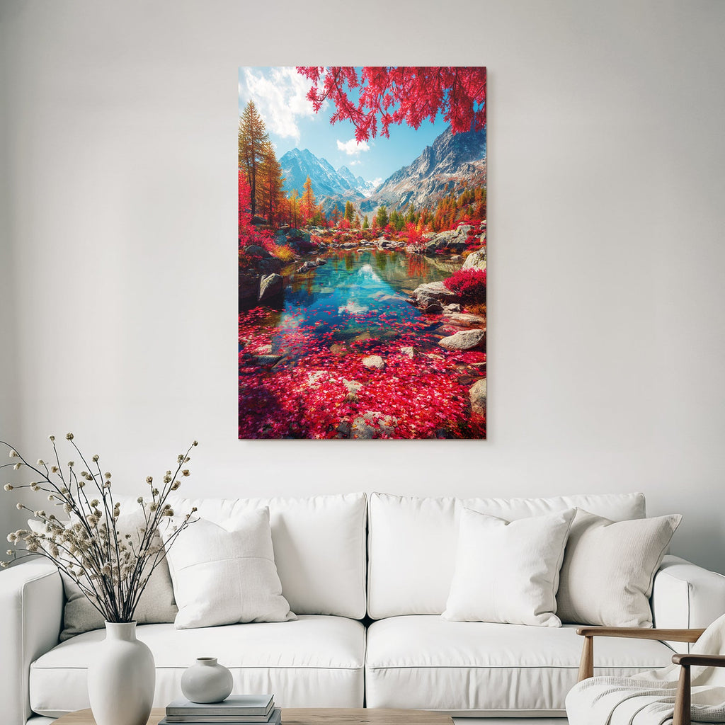Herbstlandschaft Mit Bergen Und Ruhigem Wasser Reflektion Im Wasser