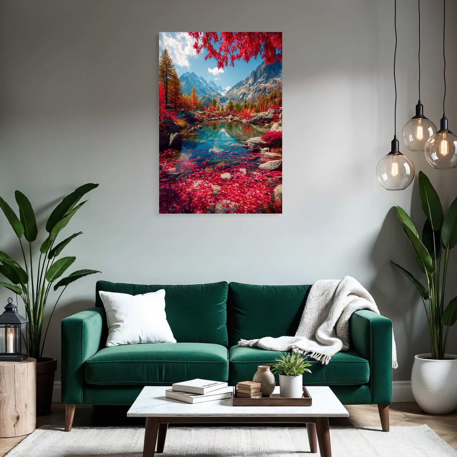 Herbstlandschaft Mit Bergen Und Ruhigem Wasser Reflektion Im Wasser