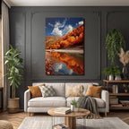 Herbstlandschaft Mit Reflexion Im Wasser