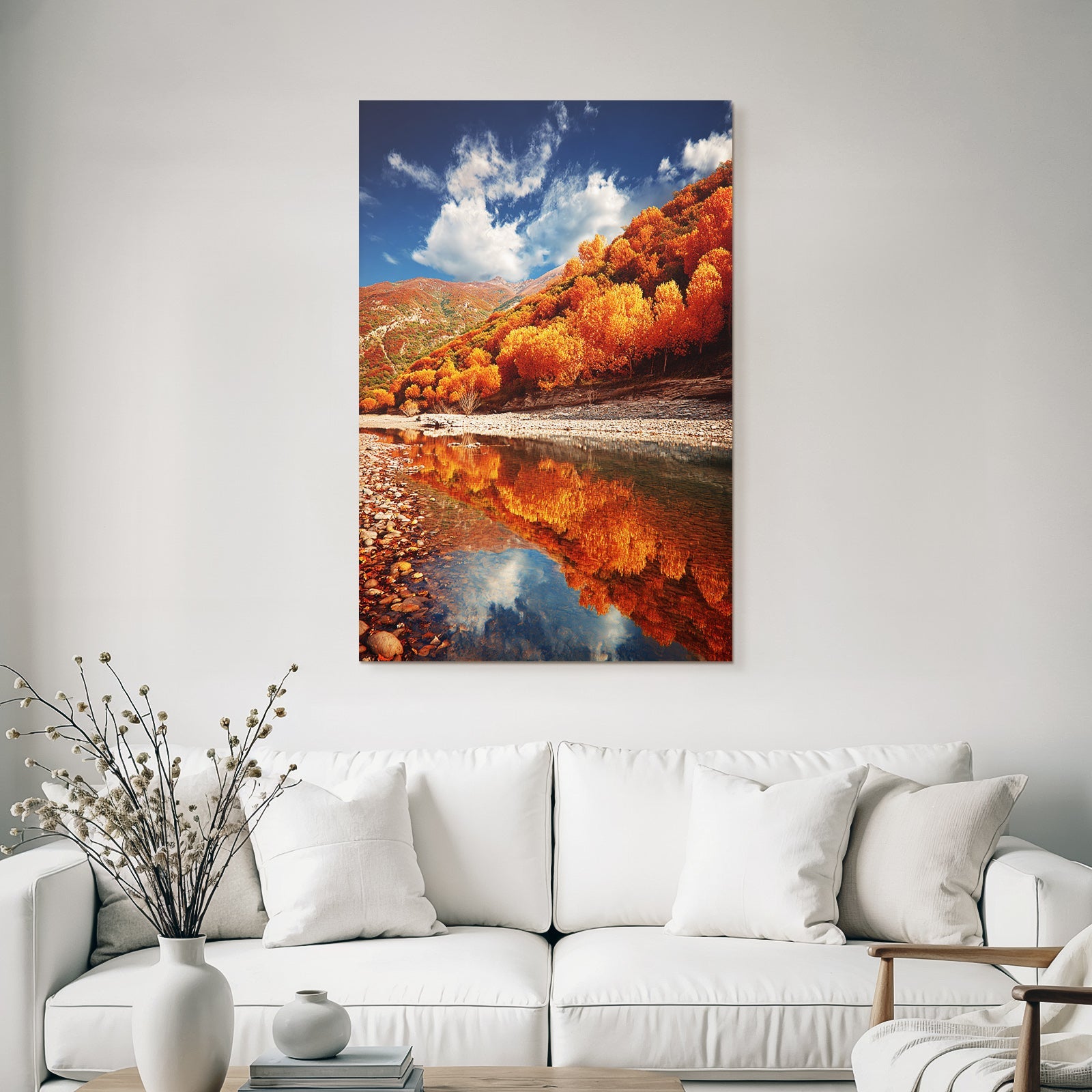 Herbstlandschaft Mit Reflexion Im Wasser
