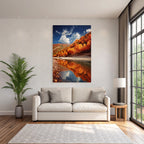 Herbstlandschaft Mit Reflexion Im Wasser