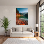 Herbstlandschaft Mit See Reflektionen Bunte Blätter