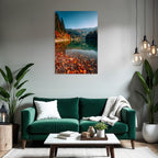 Herbstlandschaft Mit See Reflektionen Bunte Blätter