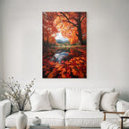 Herbstlandschaft Spiegelt Sich Im Wasser Farbenspiel Aus Blattern