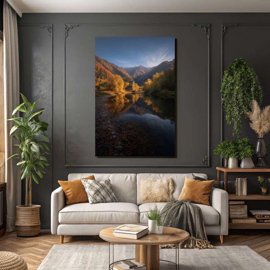 Herbstlandschaft Spiegelung Der Berge Und Trees