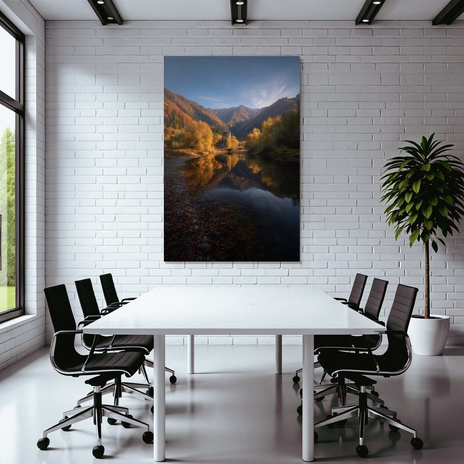 Herbstlandschaft Spiegelung Der Berge Und Trees