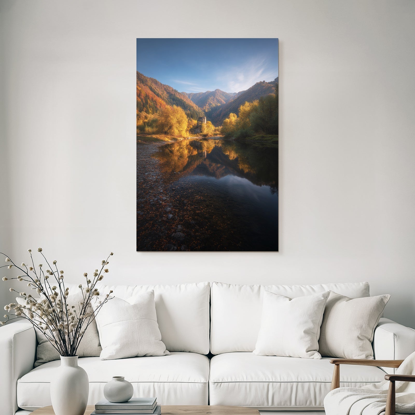 Herbstlandschaft Spiegelung Der Berge Und Trees