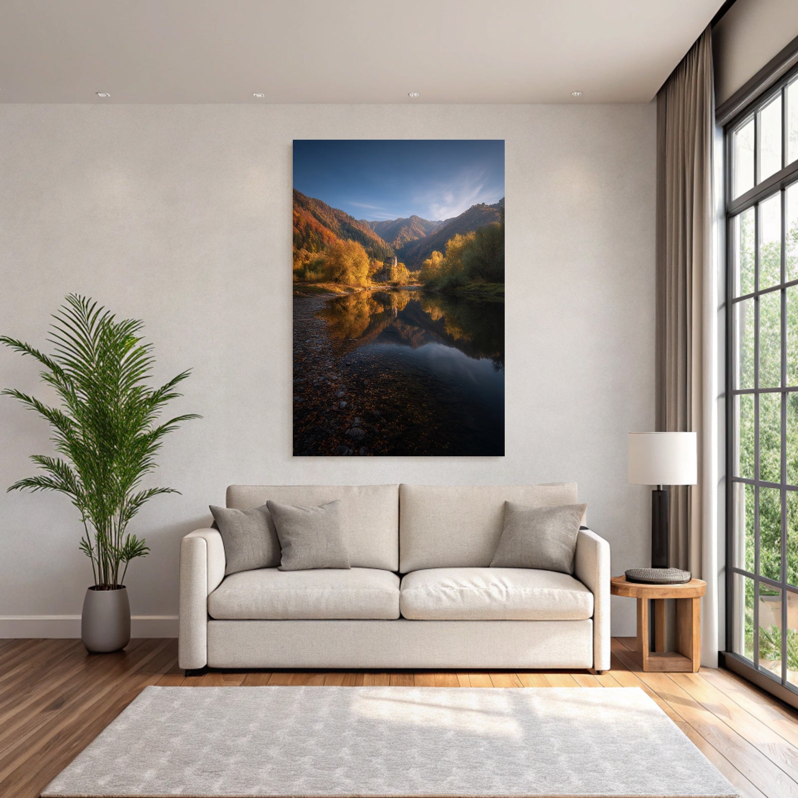 Herbstlandschaft Spiegelung Der Berge Und Trees