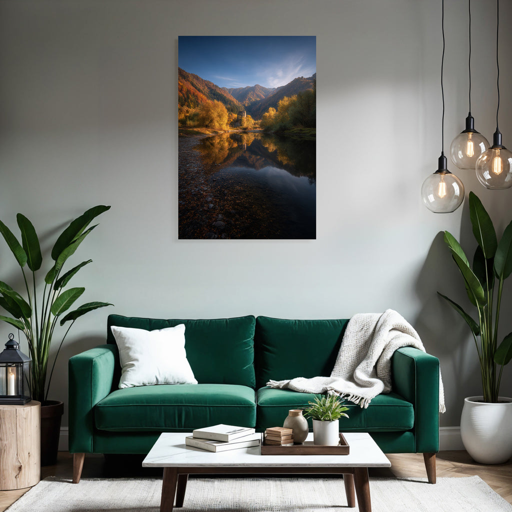 Herbstlandschaft Spiegelung Der Berge Und Trees