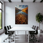 Herbstliche Landschaft Am See Reflektion Der Baumblätter