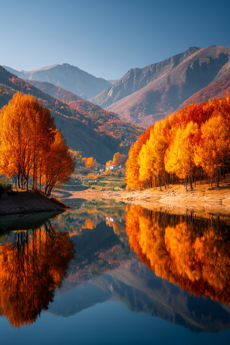 Malerische Landschaft Herbst Foliensee Umgebung Gebirge | Indian Summer | Jahreszeiten