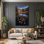 Ruhige Natur Landschaft Herbstblick Mit See Und Baumfarben