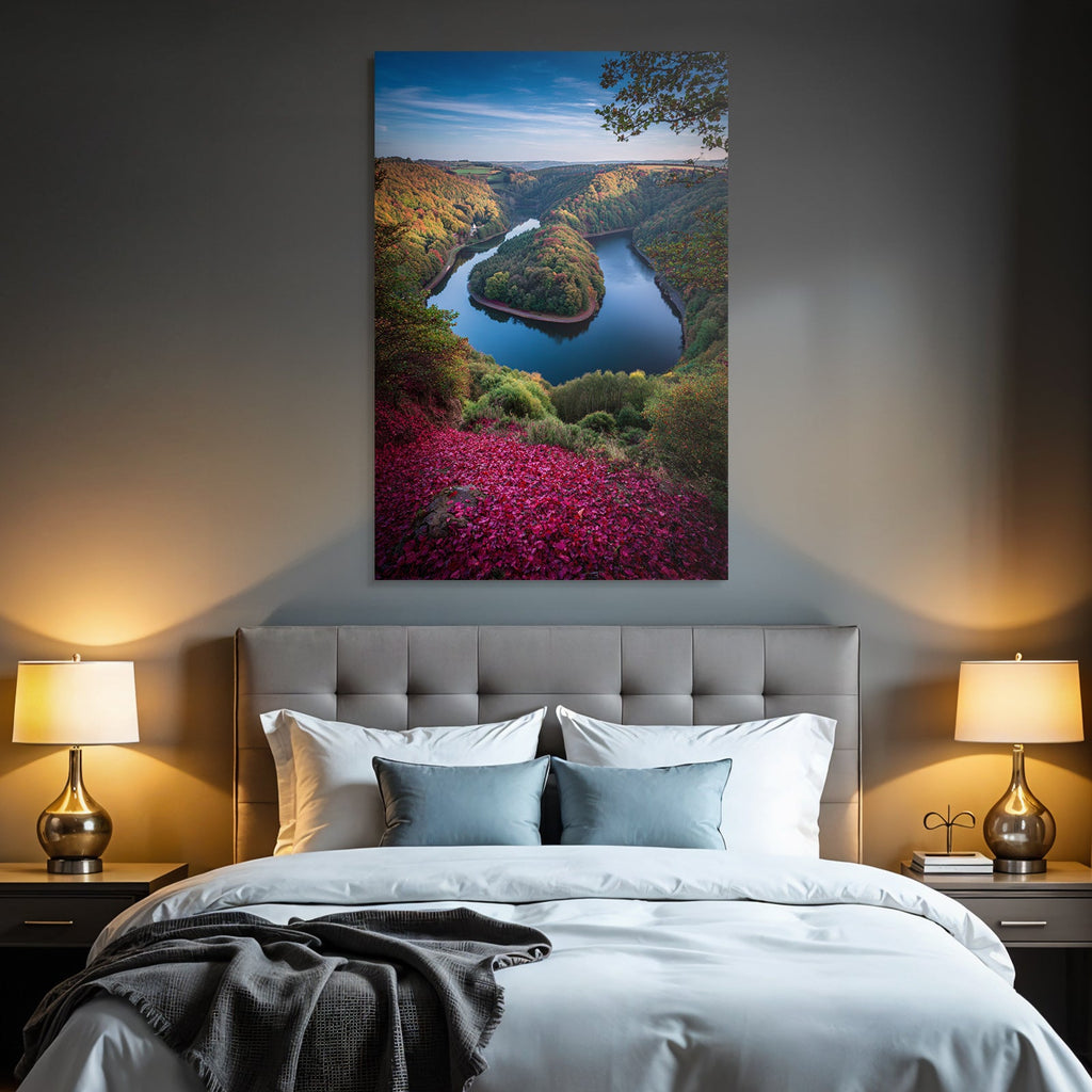 Schöne Natur Landschaft Fluss Bunte Wälder Im Herbst