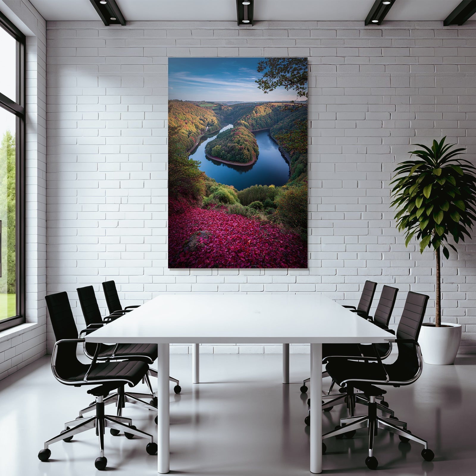 Schöne Natur Landschaft Fluss Bunte Wälder Im Herbst