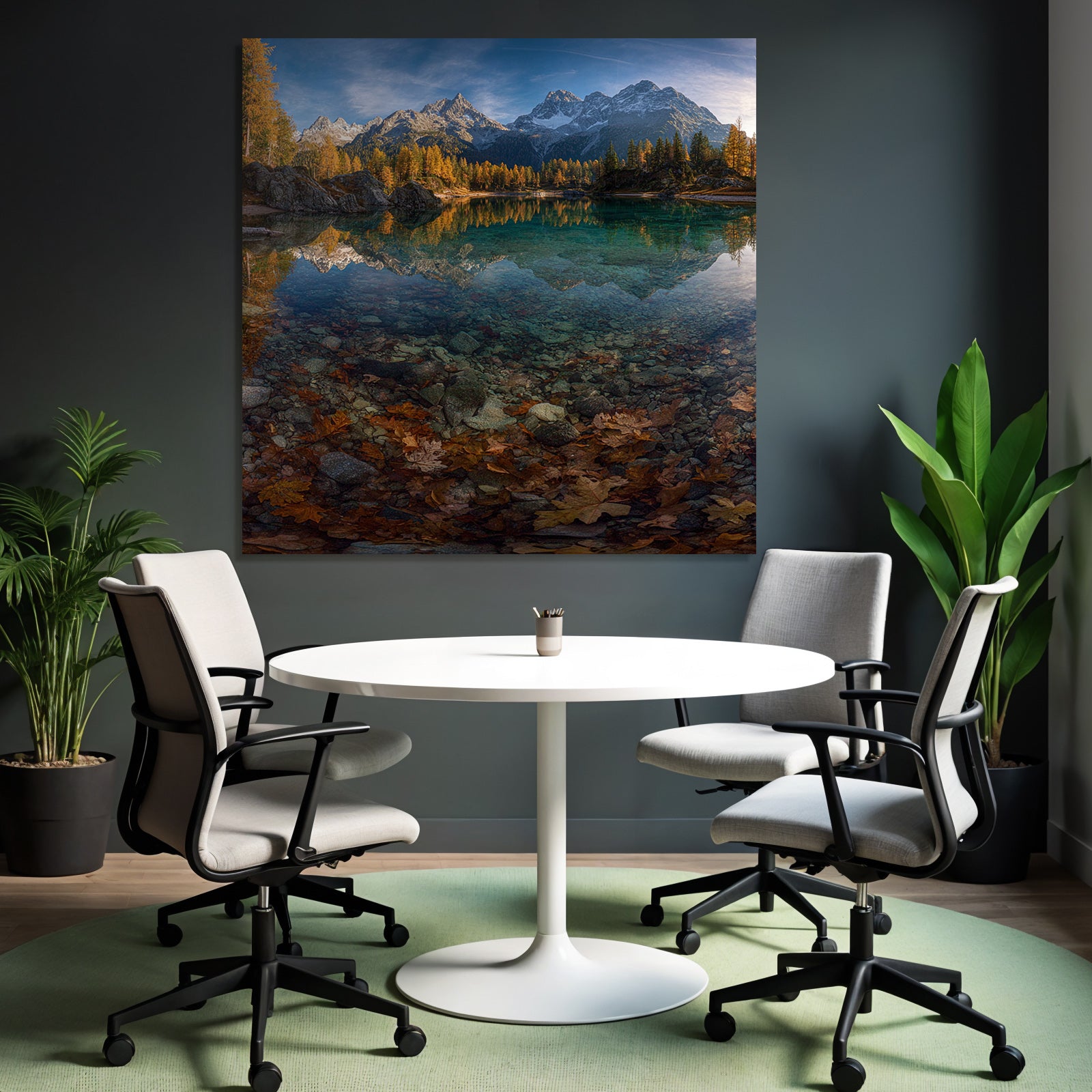 Herbstlandschaft Mit Bergen Und See Reflexionen
