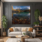 Herbstlandschaft Mit Bergen Und See Reflexionen