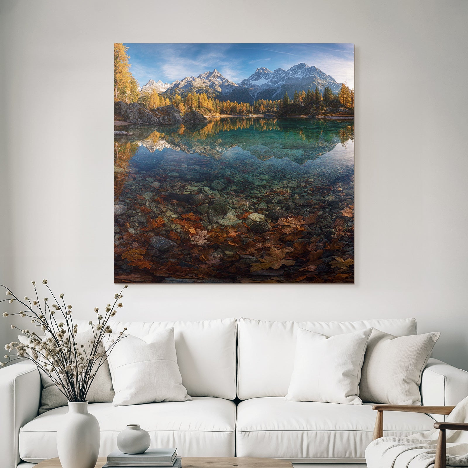 Herbstlandschaft Mit Bergen Und See Reflexionen