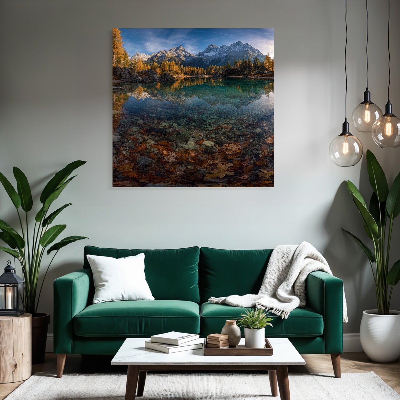 Herbstlandschaft Mit Bergen Und See Reflexionen