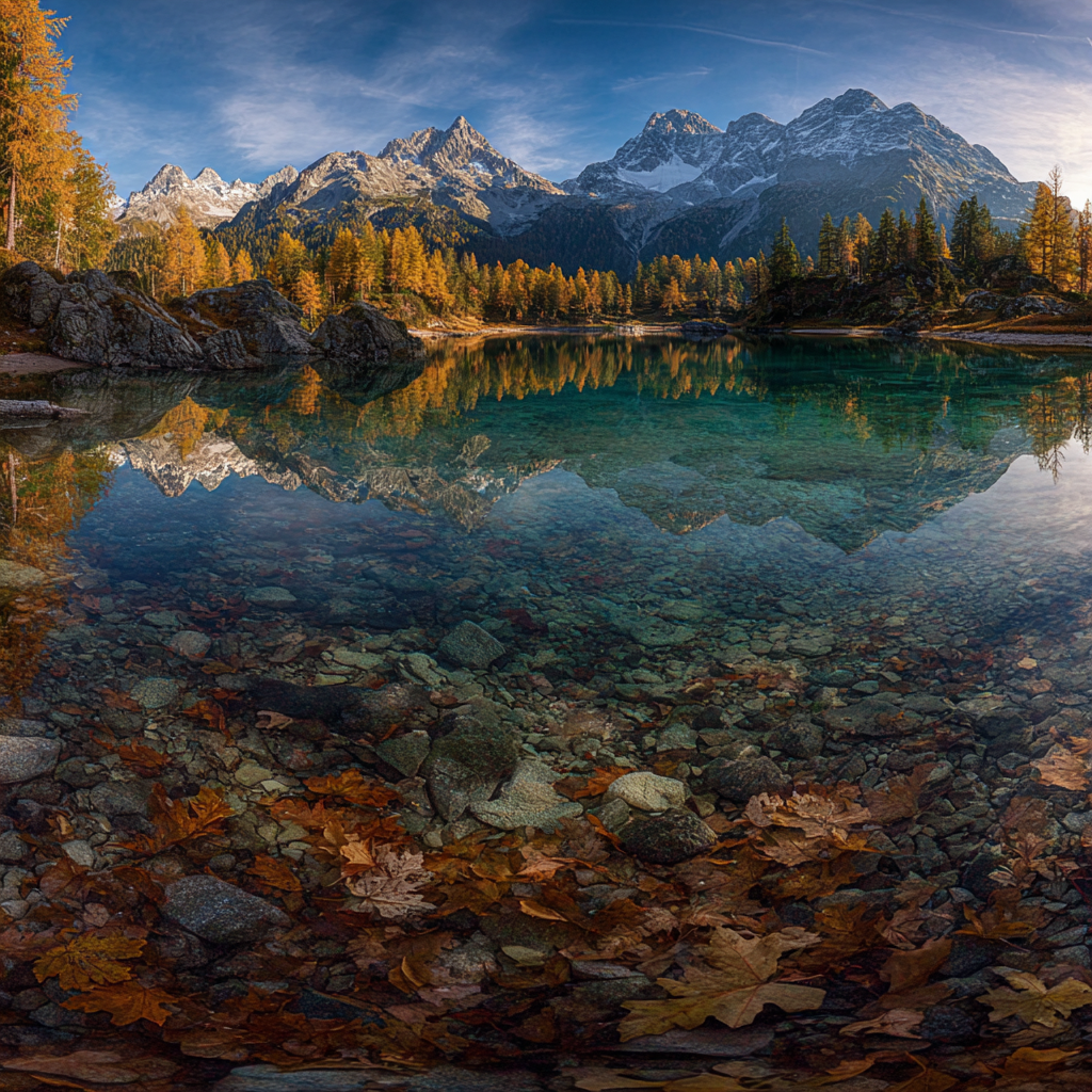 Herbstlandschaft Mit Bergen Und See Reflexionen | Indian Summer | Jahreszeiten