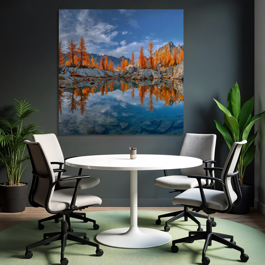 Herbstlandschaft Mit See Und Bergen Reflexionen Im Wasser
