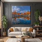 Herbstlandschaft Mit See Und Bergen Reflexionen Im Wasser