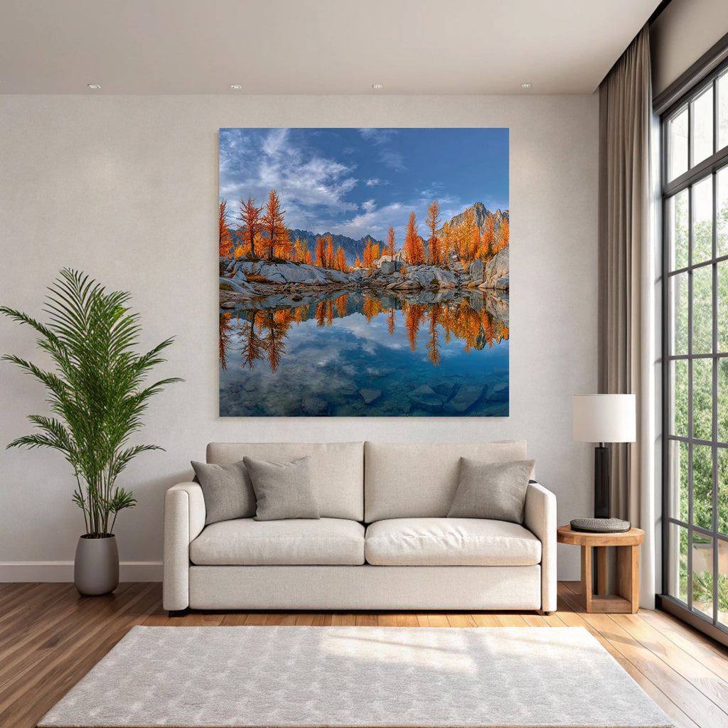 Herbstlandschaft Mit See Und Bergen Reflexionen Im Wasser