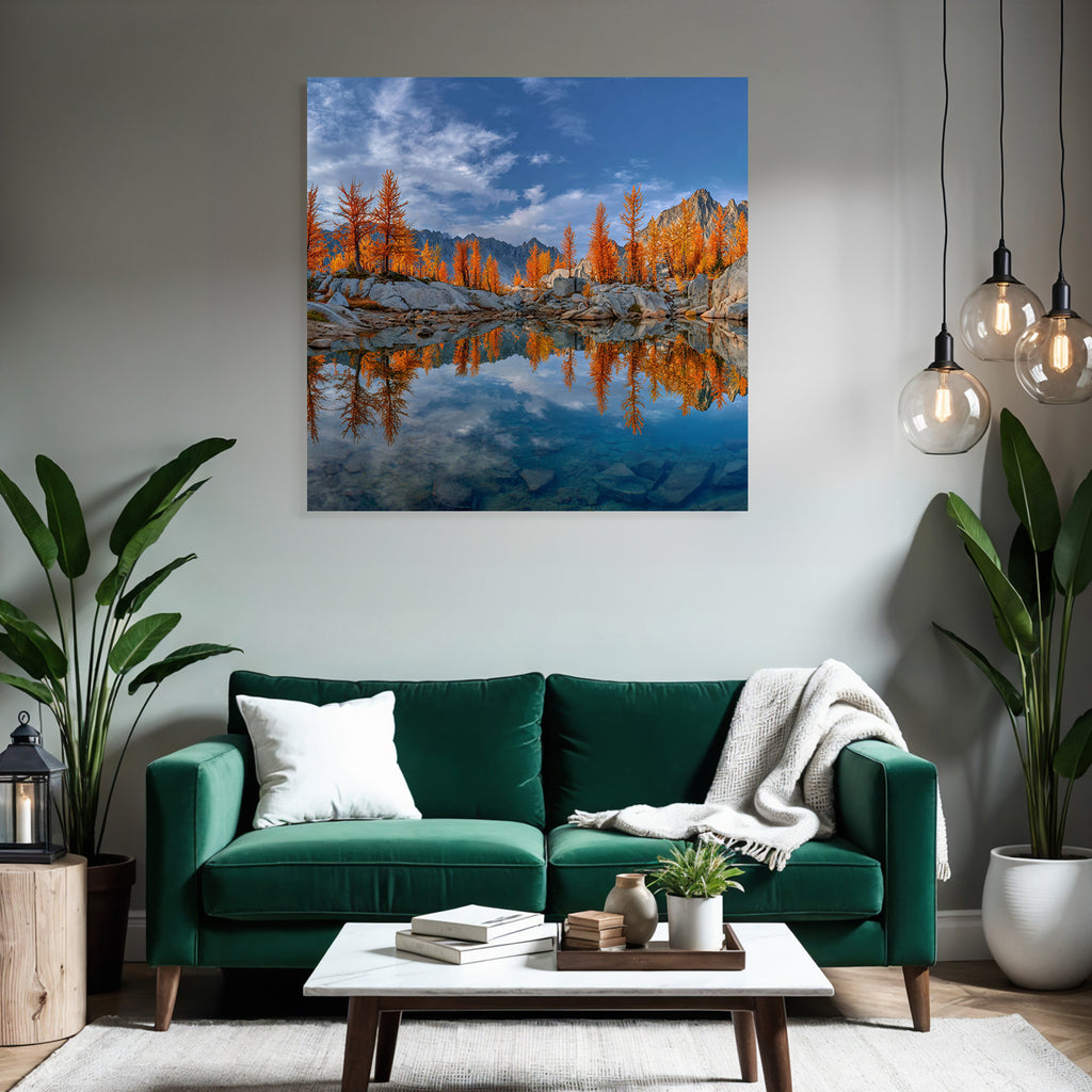 Herbstlandschaft Mit See Und Bergen Reflexionen Im Wasser