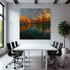 Herbstlandschaft Mit Wasser Und Baumfarbe