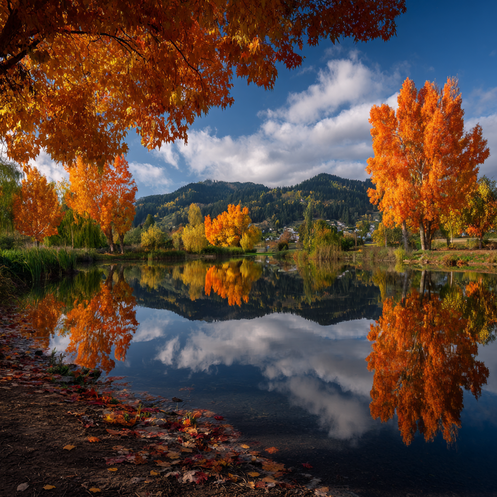 Herbstlandschaft Reflexion Beruhigende Ruhe | Indian Summer | Jahreszeiten