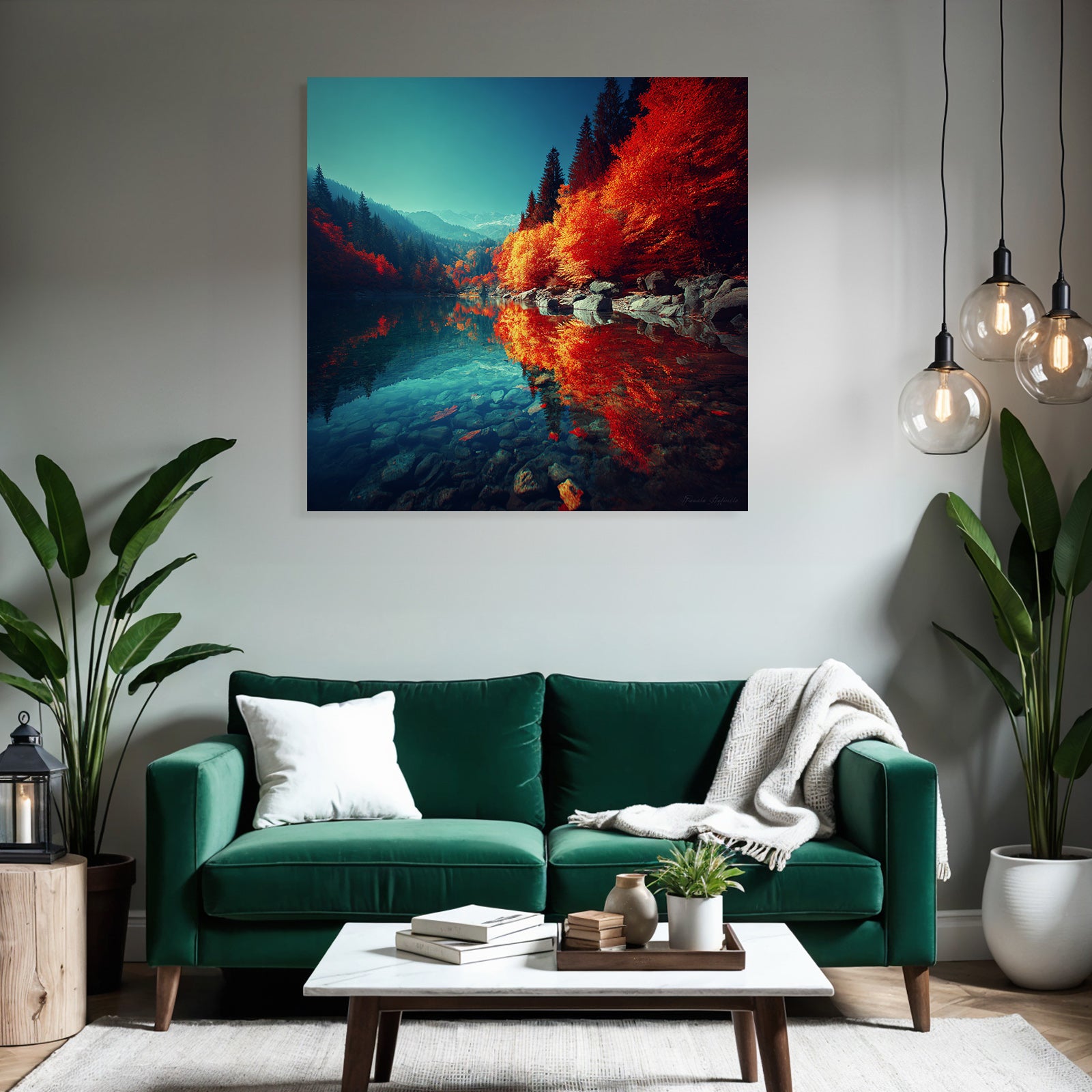 Herbstliche Landschaft Mit Wasser Und Reflektionen