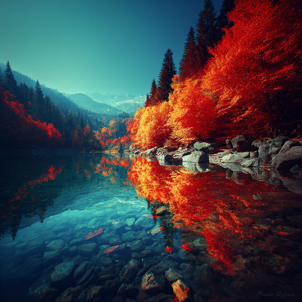 Herbstliche Landschaft Mit Wasser Und Reflektionen | Indian Summer | Jahreszeiten