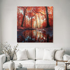 Herbstliche Waldlandschaft Mit Reflektierendem Wasser