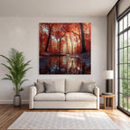 Herbstliche Waldlandschaft Mit Reflektierendem Wasser