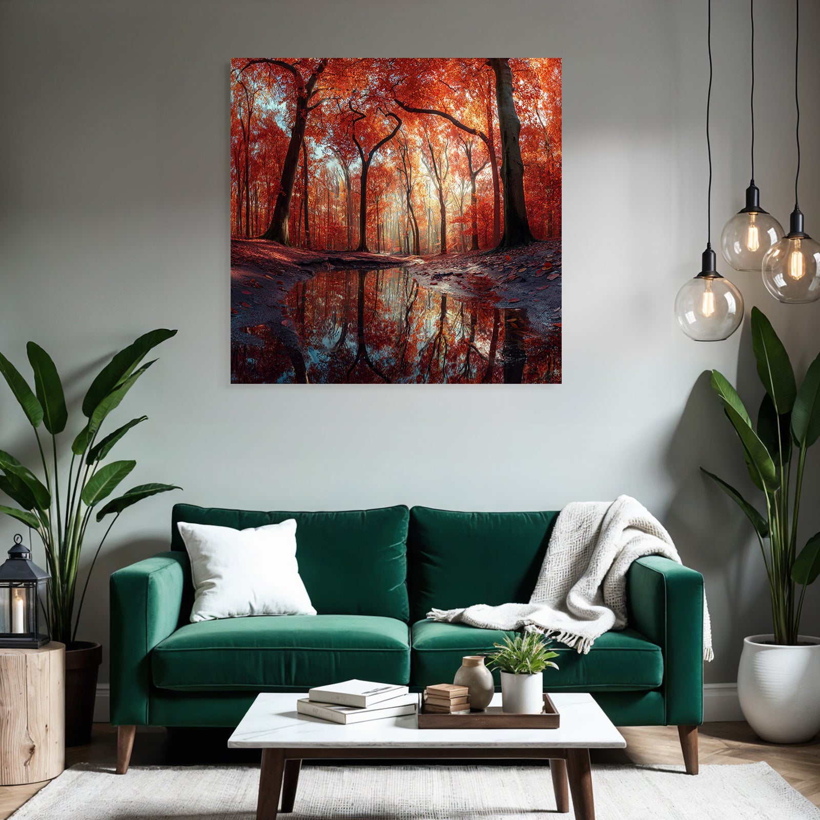 Herbstliche Waldlandschaft Mit Reflektierendem Wasser