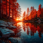 Malerische Landschaft Herbst Reflexionen Am See | Indian Summer | Jahreszeiten