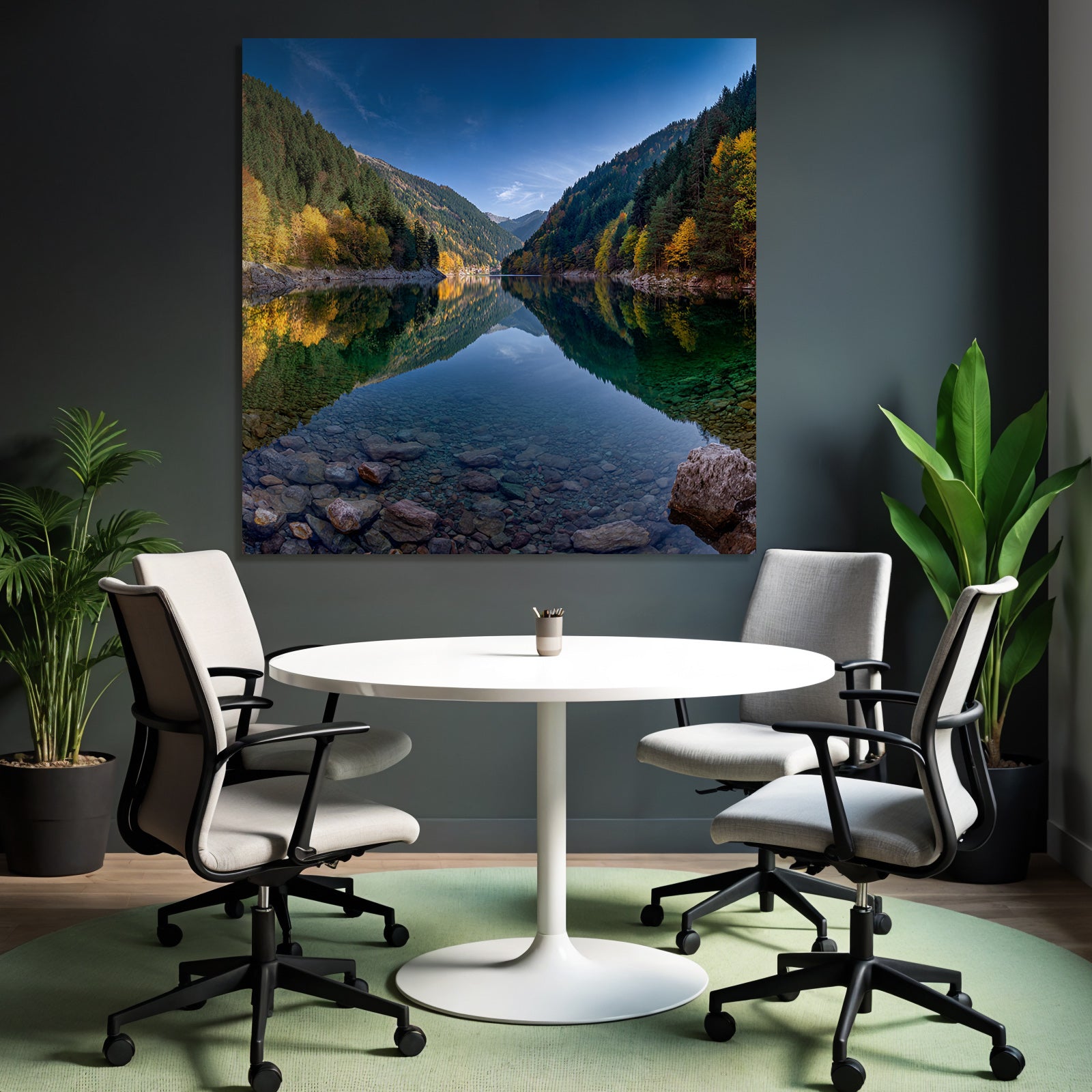 Ruhige Herbstlandschaft Mit See Und Bergen