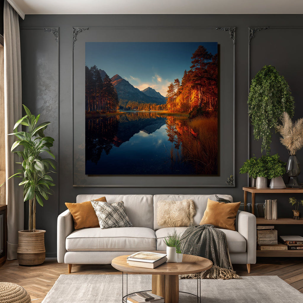 Ruhige Landschaft Herbst Mit Bergen Und See