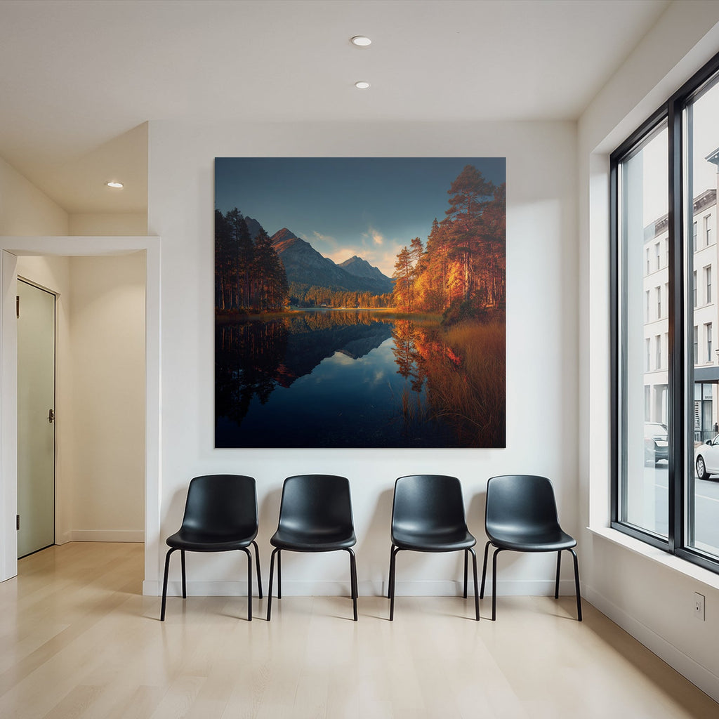Ruhige Landschaft Herbst Mit Bergen Und See