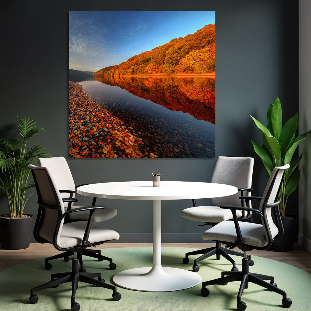 Ruhige Landschaft Im Herbst Mit Fluss Und Bunten Bäumen