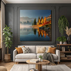 Ruhige Landschaft Mit See Und Herbst Baumfärbung