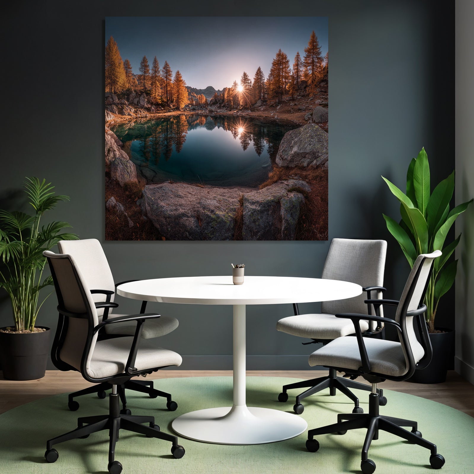 Ruhige Naturlandschaft Herbst Kampf Licht Reflexione Baumern Wasser