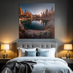 Ruhige Naturlandschaft Herbst Kampf Licht Reflexione Baumern Wasser