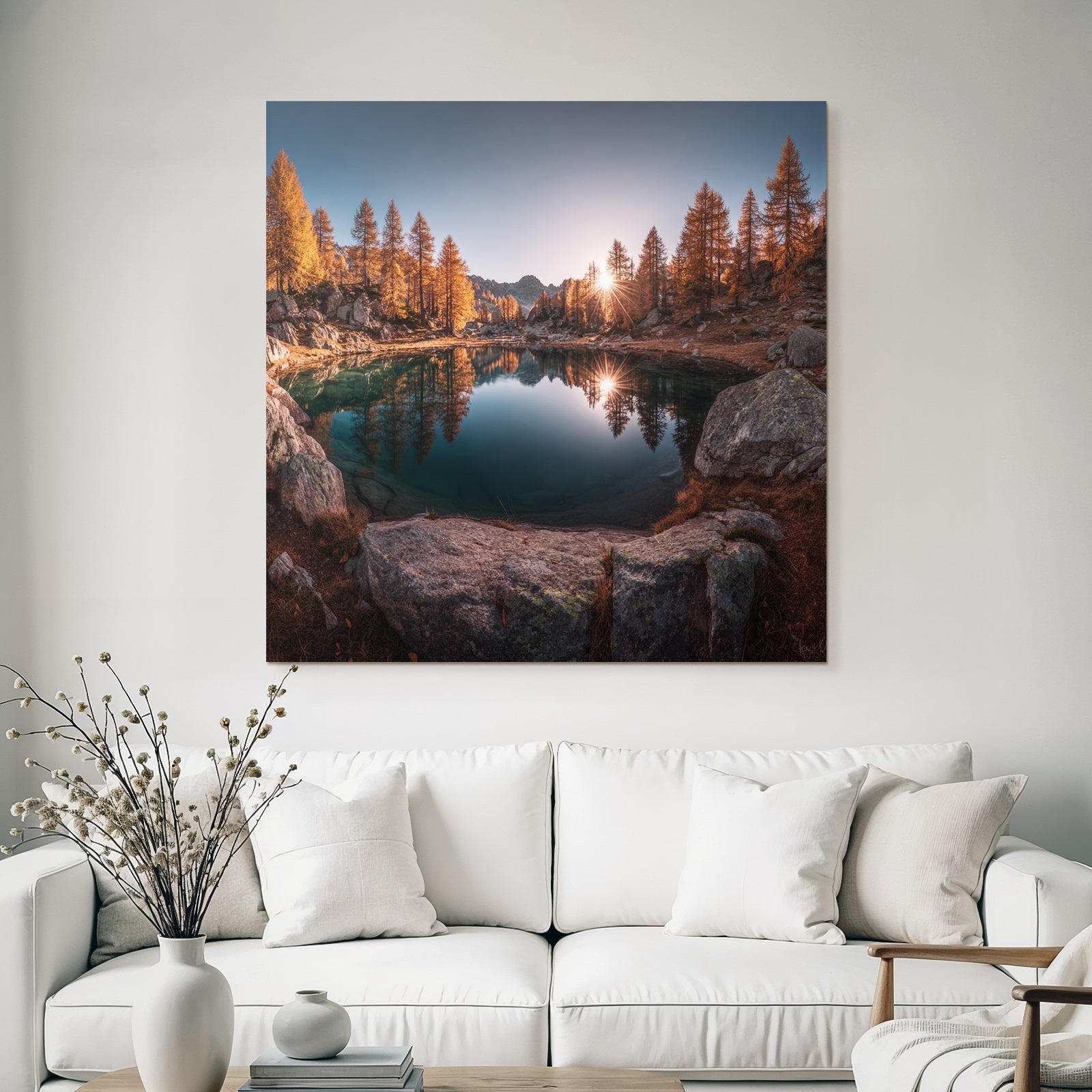 Ruhige Naturlandschaft Herbst Kampf Licht Reflexione Baumern Wasser