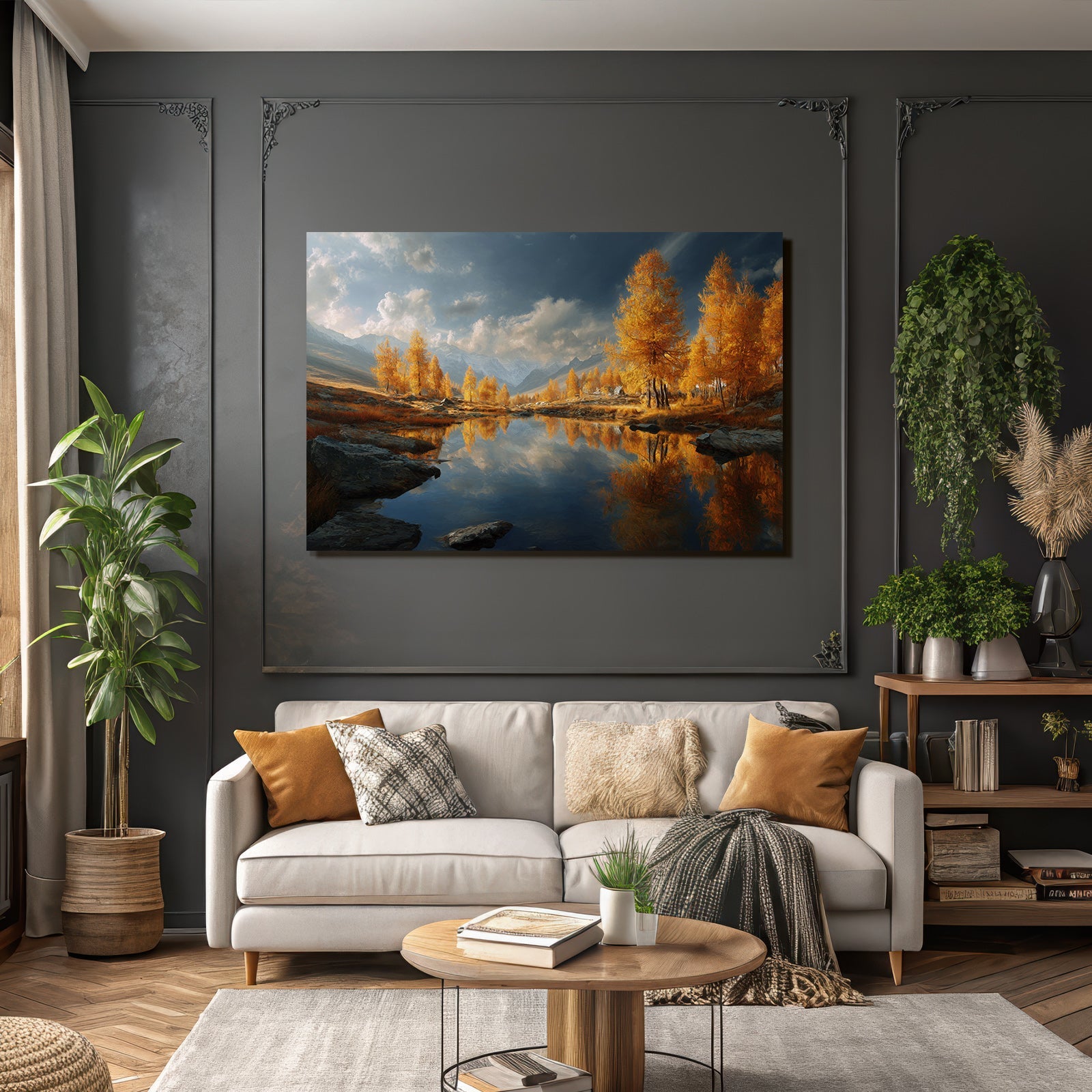 Herbstlandschaft Mit Reflexionen In Bergen
