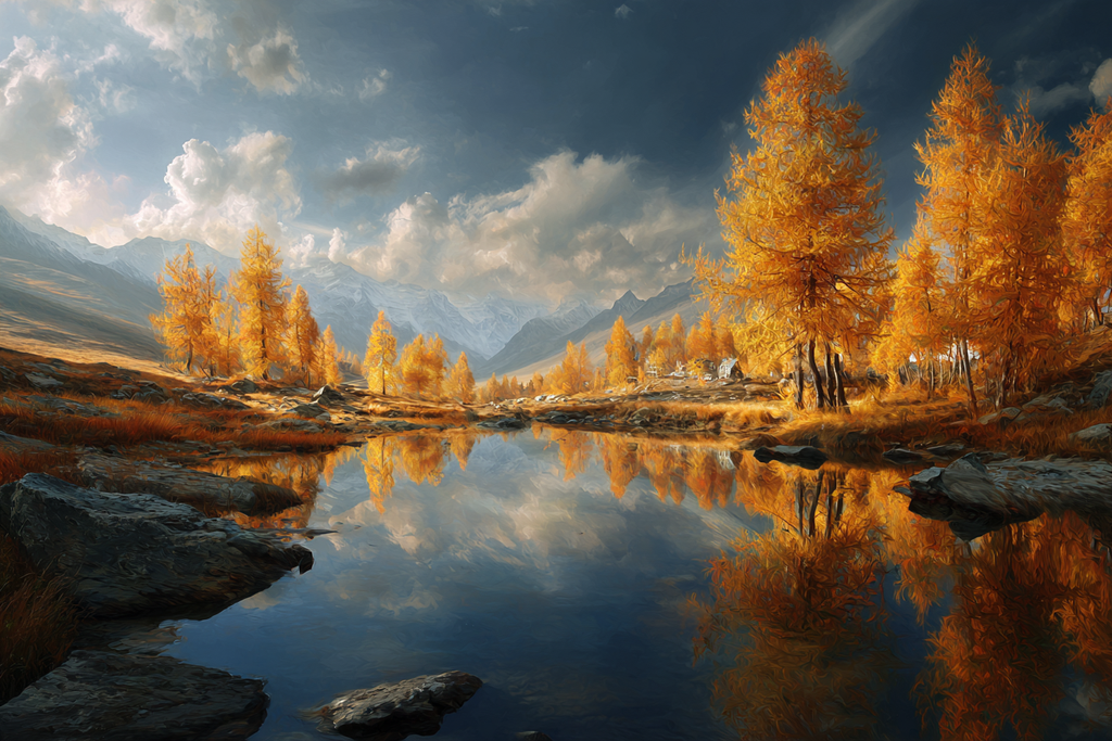 Herbstlandschaft Mit Reflexionen In Bergen | Indian Summer | Jahreszeiten