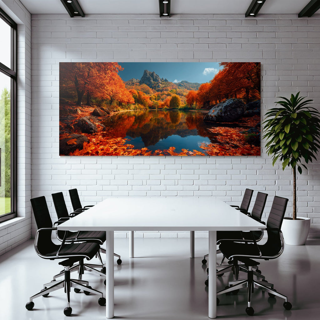 Herbstlandschaft Mit See Und Bergen Reflektionen Im Wasser