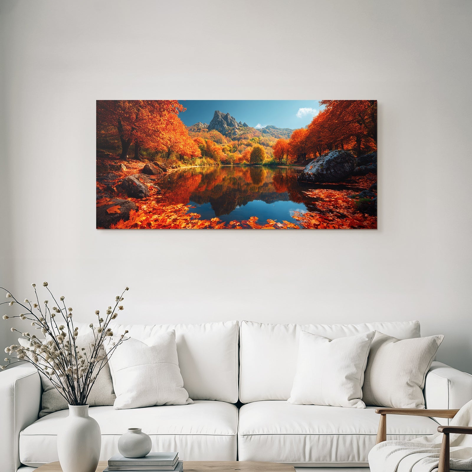 Herbstlandschaft Mit See Und Bergen Reflektionen Im Wasser