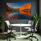Herbstlandschaft Reflektion Ruhe Wasser Hügel Bäume